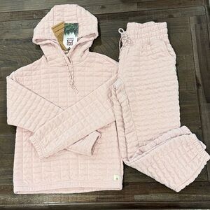 Avalanche Quilted Light Pink Tracksuit Matching Insulated Soft Hooded Set XS